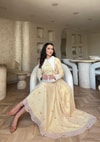HR-1197H&R ButikKyl - Gül Desenli Şifon Elbise Sarı