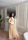 HR-1197H&R ButikKyl - Gül Desenli Şifon Elbise Sarı