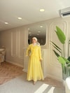 elbs-1667H&R ButikMelisa Ön Fırfırlı Şifon Elbise Sarı