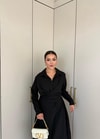 HR-2717H&R ButikMıs- Alara Çapraz Bağlamalı Elbise Siyah
