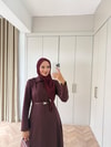 HR-3062H&R ButikNG- Beril Scuba Elbise Bordo
