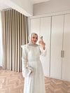 HR-0217H&R ButikNG-Epli Dantel Elbise Beyaz