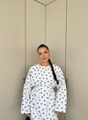 HR-0332H&R ButikPol-Eşila Puantiyeli Elbise Beyaz