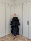 HR-0332H&R ButikPol-Eşila Puantiyeli Elbise Siyah