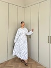 HR-0332H&R ButikPol-Eşila Puantiyeli Elbise Beyaz