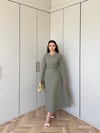 HR-0966H&R ButikPol- Nara Düz Elbise Haki