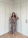 HR-0467H&R ButikQas- Ezol Katkat Renkli Elbise Kahve