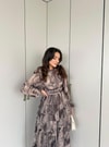 HR-0467H&R ButikQas- Ezol Katkat Renkli Elbise Kahve
