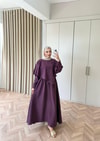 HR-1017H&R ButikQu - Dens Üst Detaylı Elbise Mürdüm