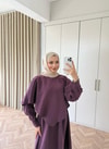 HR-1017H&R ButikQu - Dens Üst Detaylı Elbise Mürdüm