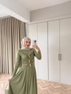 HR-0166H&R ButikQu-Desa Sandy Elbise Yeşil