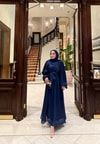 elbs-1522H&R ButikSamir Şifon Elbise Saks Mavisi