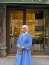 elbs-1634H&R ButikŞobiyet Müslin Keten Elbise Mavi