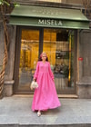elbs-1634H&R ButikŞobiyet Müslin Keten Elbise Pembe