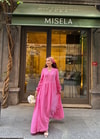 elbs-1634H&R ButikŞobiyet Müslin Keten Elbise Pembe