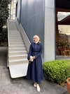 ELB-107H&R ButikTB-Büşli Kot Elbise Lacivert