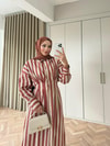ELB-188H&R ButikTB-Çisem Çizgi Detay Elbise Tarçın