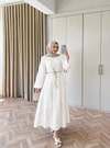 HR-1496H&R ButikTB - Gişa Keten Elbise Beyaz