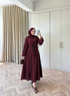 HR-1494H&R ButikTB - Gişa Keten Elbise Bordo