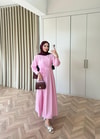 HR-1030H&R ButikTB - Lena İnce Çizgili Elbise Pembe