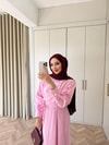 HR-1030H&R ButikTB - Lena İnce Çizgili Elbise Pembe