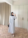 HR-1030H&R ButikTB - Lena İnce Çizgili Elbise Beyaz