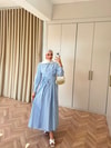 HR-1032H&R ButikTB - Lena Kalın Çizgili Elbise Mavi
