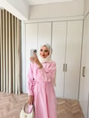 HR-1032H&R ButikTB - Lena Kalın Çizgili Elbise Pembe