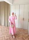 HR-1032H&R ButikTB - Lena Kalın Çizgili Elbise Pembe