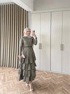 HR-0068H&R ButikTB-Şöbiyet Ponpon Elbise Yeşil