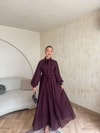 HR-0789H&R ButikTB - Wola Çizgi Detaylı Elbise Mürdüm