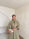 HR-0789H&R ButikTB - Wola Çizgi Detaylı Elbise Haki