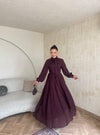 HR-0789H&R ButikTB - Wola Çizgi Detaylı Elbise Mürdüm