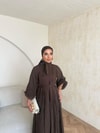 HR-0789H&R ButikTB - Wola Çizgi Detaylı Elbise Kahve