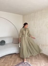 HR-0789H&R ButikTB - Wola Çizgi Detaylı Elbise Haki