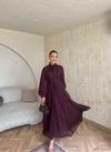 HR-0789H&R ButikTB - Wola Çizgi Detaylı Elbise Mürdüm