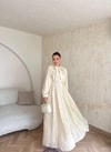 HR-0789H&R ButikTB - Wola Çizgi Detaylı Elbise Ekru