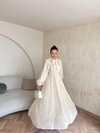 HR-0789H&R ButikTB - Wola Çizgi Detaylı Elbise Ekru