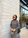 ELB-027H&R ButikTP-Üla Üst Pelerinli Triko Elbise Gri