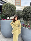 elbs-1581H&R ButikÜmra Gold Düğmeli Elbise Sarı