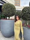 elbs-1581H&R ButikÜmra Gold Düğmeli Elbise Sarı