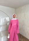 ELB-073H&R ButikYusra Keten Elbise Pembe