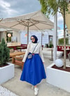 HR-3010H&R ButikNG- Dani Bağcıklı Gabardin Etek Saks Mavi