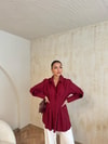 GMLK-440H&R ButikBeli Pileli Gömlek Bordo