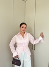 HR-1481H&R ButikDuq- Gişa Ön Düğmeli Gömlek Pembe