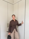 HR-1481H&R ButikDuq- Gişa Ön Düğmeli Gömlek Acı Kahve