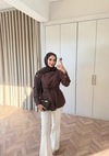 HR-0969H&R ButikDuq- Rewa Yan Düğmeli Gömlek Acı Kahve
