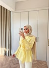 HR-0969H&R ButikDuq- Rewa Yan Düğmeli Gömlek Sarı