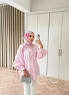 HR-0691H&R ButikHen- İlsa Taşlı Gömlek Pembe