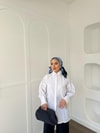 GMLK-372H&R ButikLima Kolu Detayı Taşlı Gömlek Beyaz